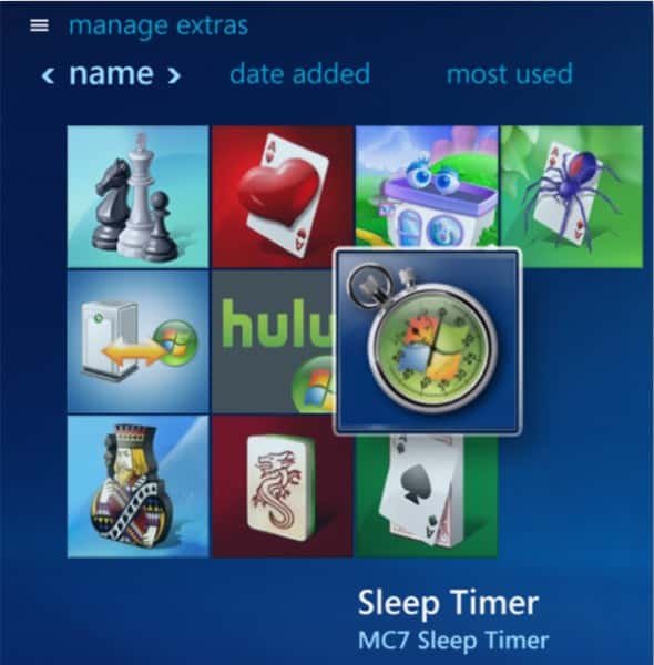 media center sleep timer