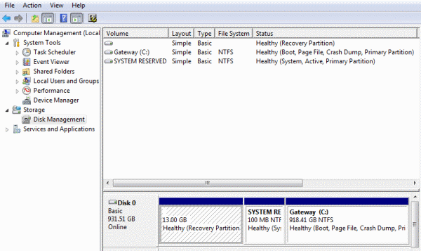 gateway system recovery windows 7