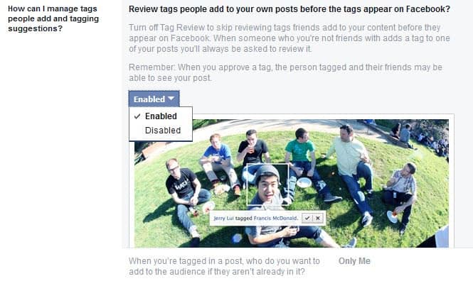 review tags facebook