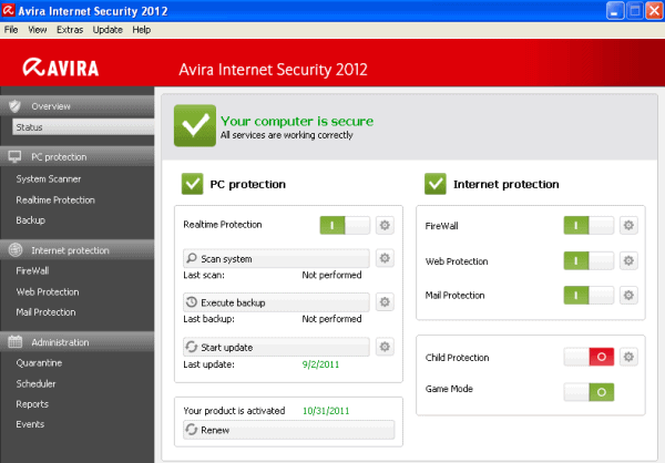 avira internet security 2012