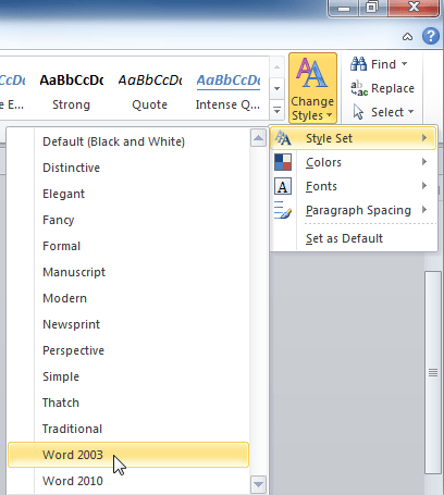 using styles in word 2007