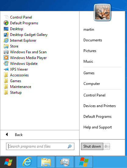 windows 8 start menu