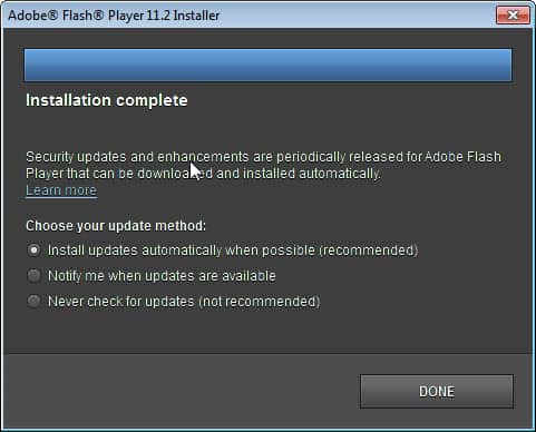 adobe flash player automatic updates