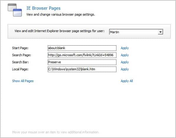 ie browser pages