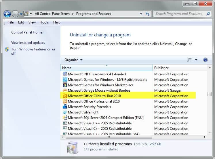 microsoft click to run 2010 download