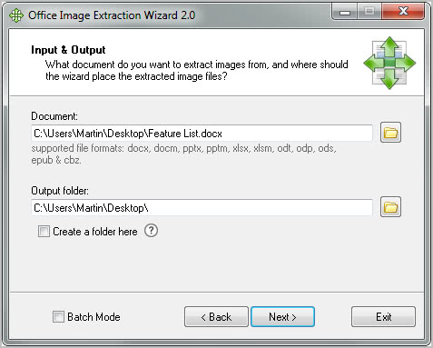 office image extraction wizard