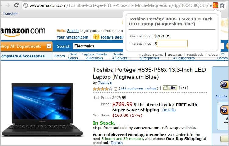 price monitor on Amazon