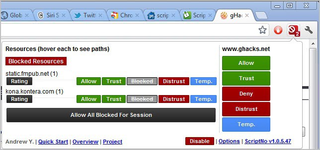 scriptno block scripts chrome