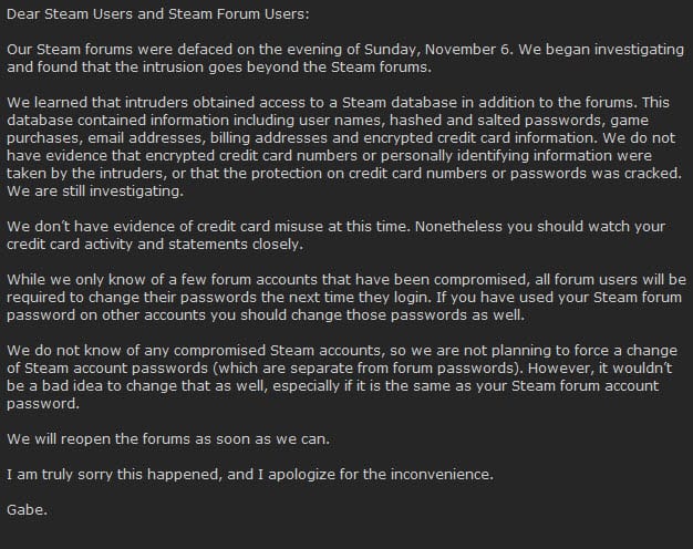 Steam Forum Hacked, Time To Panic?