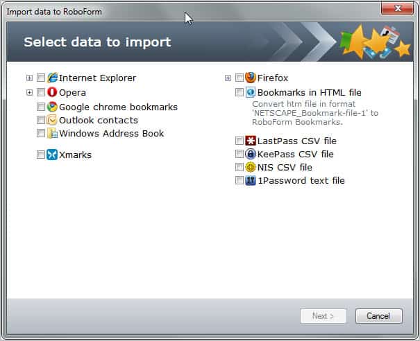 import login data