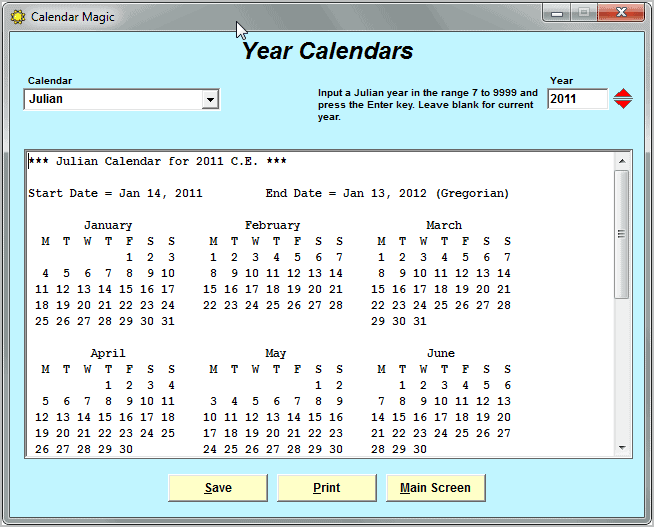 julian calendar