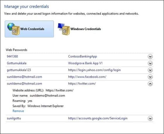 manage your credentials