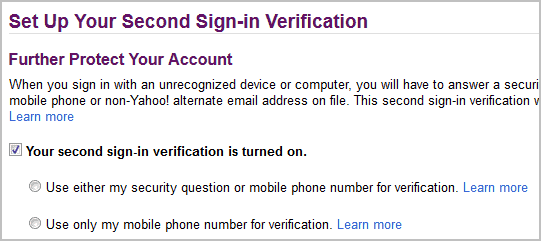 second sign-in verification