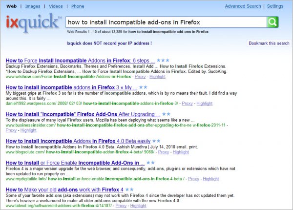 ixquick search results