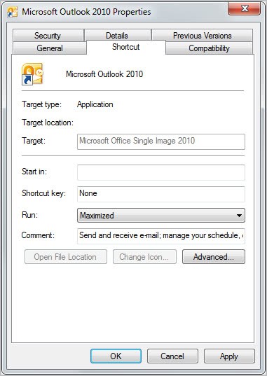 outlook window maximized