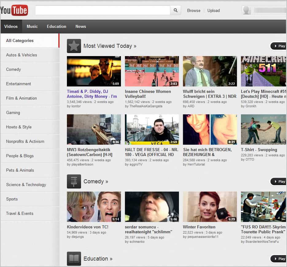 youtube browse