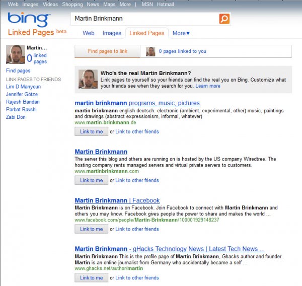 bing linked pages