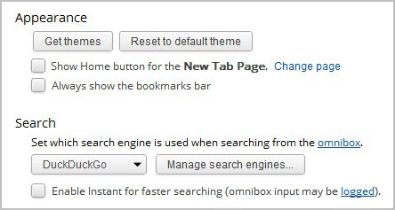 поисковая система Chrome по умолчанию