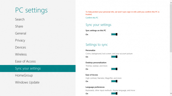sync your settings