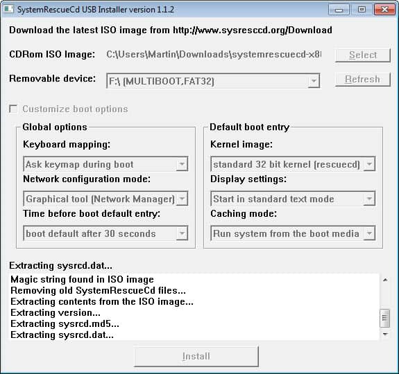 system rescue cd usb