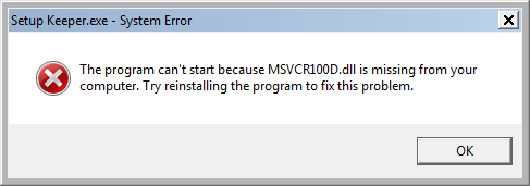 the program cannot start because msvcr100d.dll is missing