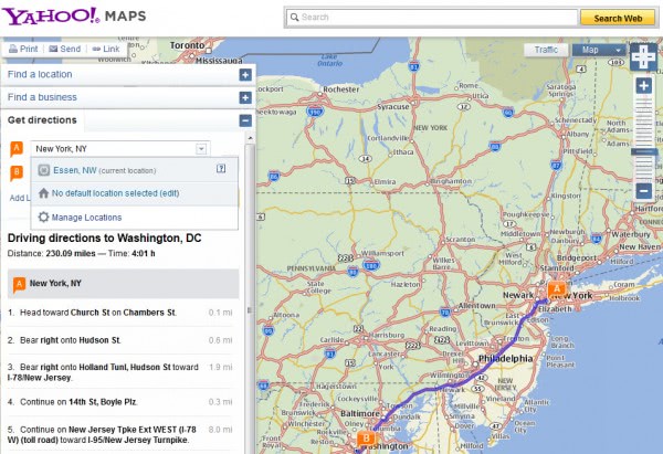 yahoo driving directions