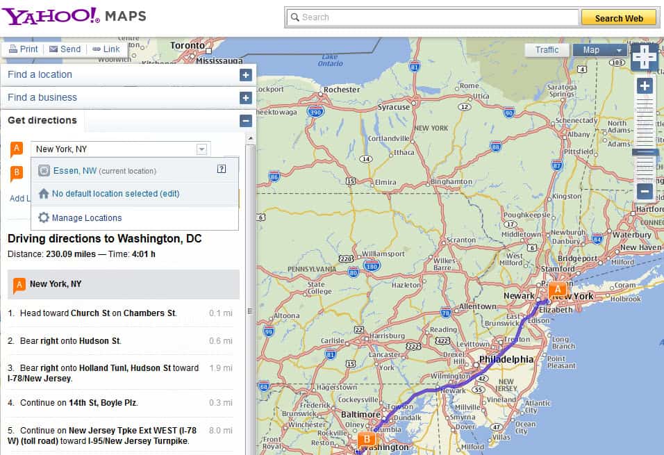 yahoo driving directions
