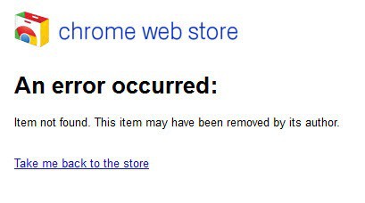 chrome web store an error occurred