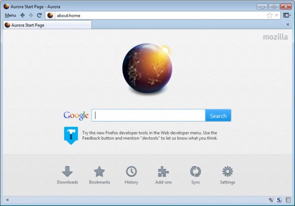 firefox about-home