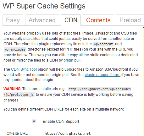 wp-super cache cdn