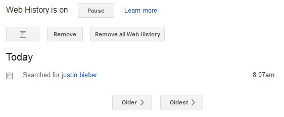 google web history