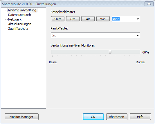 sharemouse monitor manager only shows one monitor