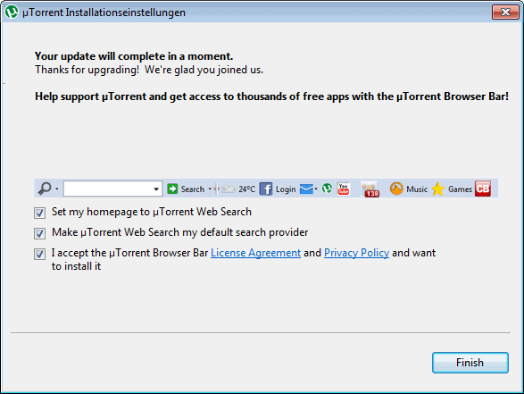 utorrent update adware