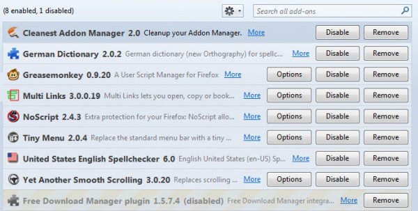 firefox clean addon manager