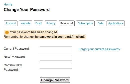 change last.fm password