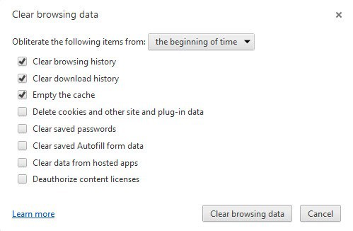 clear browsing data