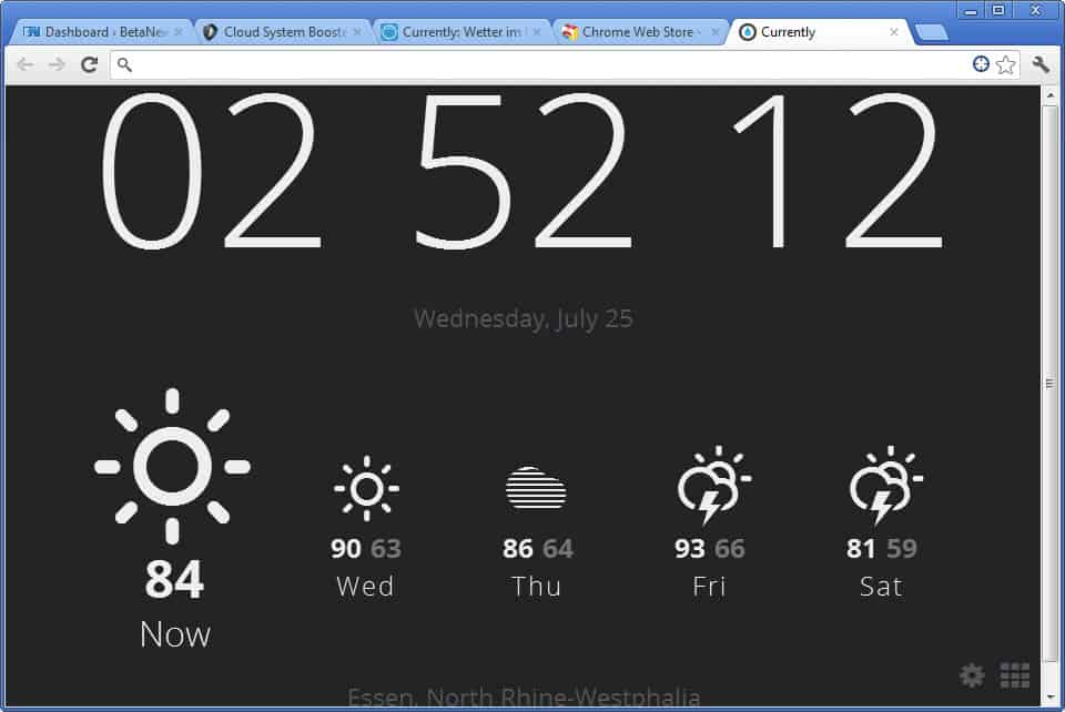 currently chrome time weather extension
