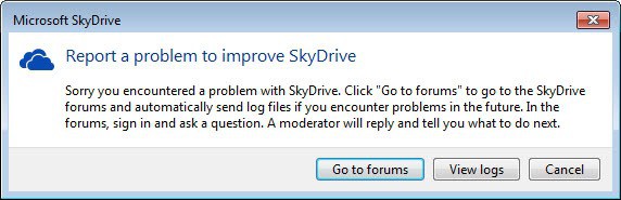 skydrive report a problem