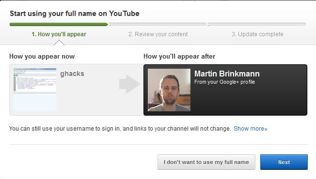 start using your full name on youtube