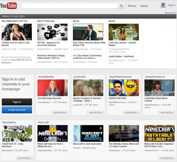 youtube new carousel design