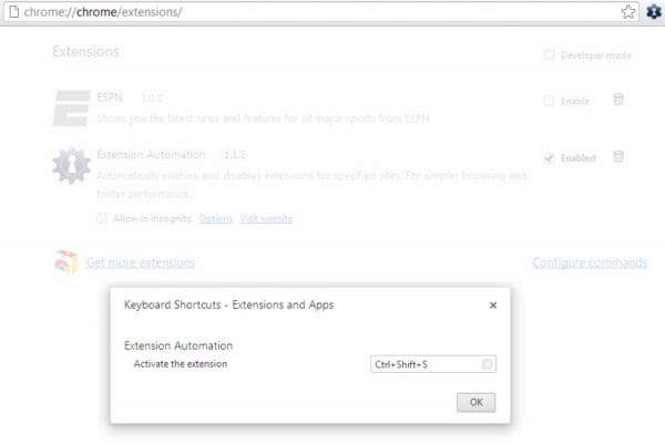 How to activate Chrome extensions with shortcuts