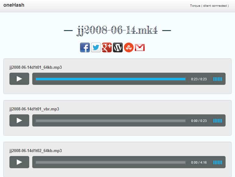 onehash bittorrent