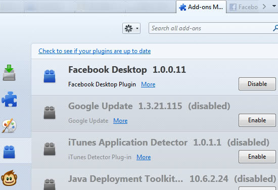 facebook desktop plugin firefox