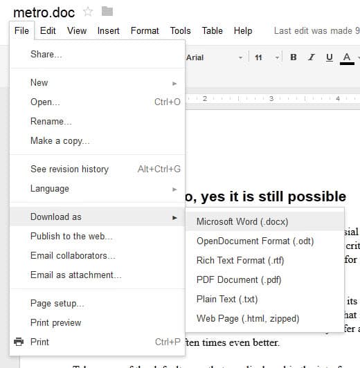 google docs doc format