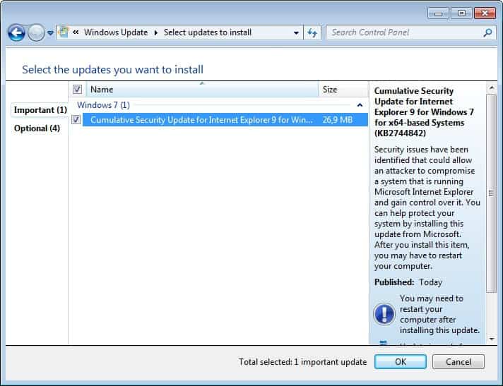 internet explorer security update