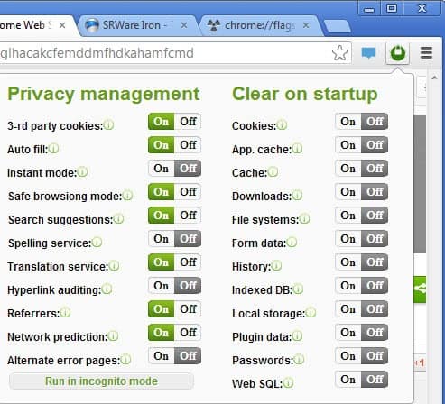 privacy management chrome