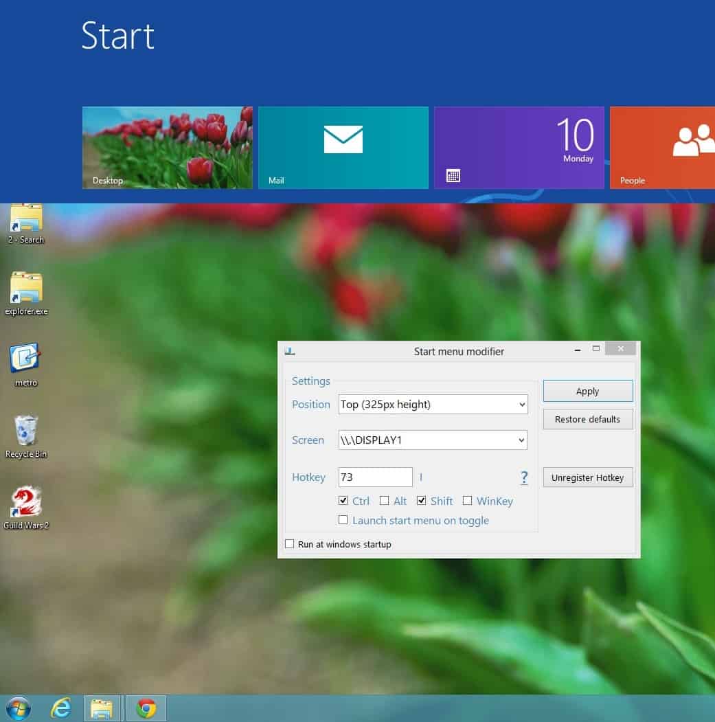 share startpage windows desktop