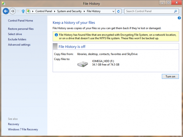 windows 8 file history