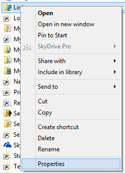 windows 8 right-click menu properties