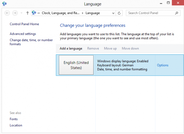 добавить язык Windows 8